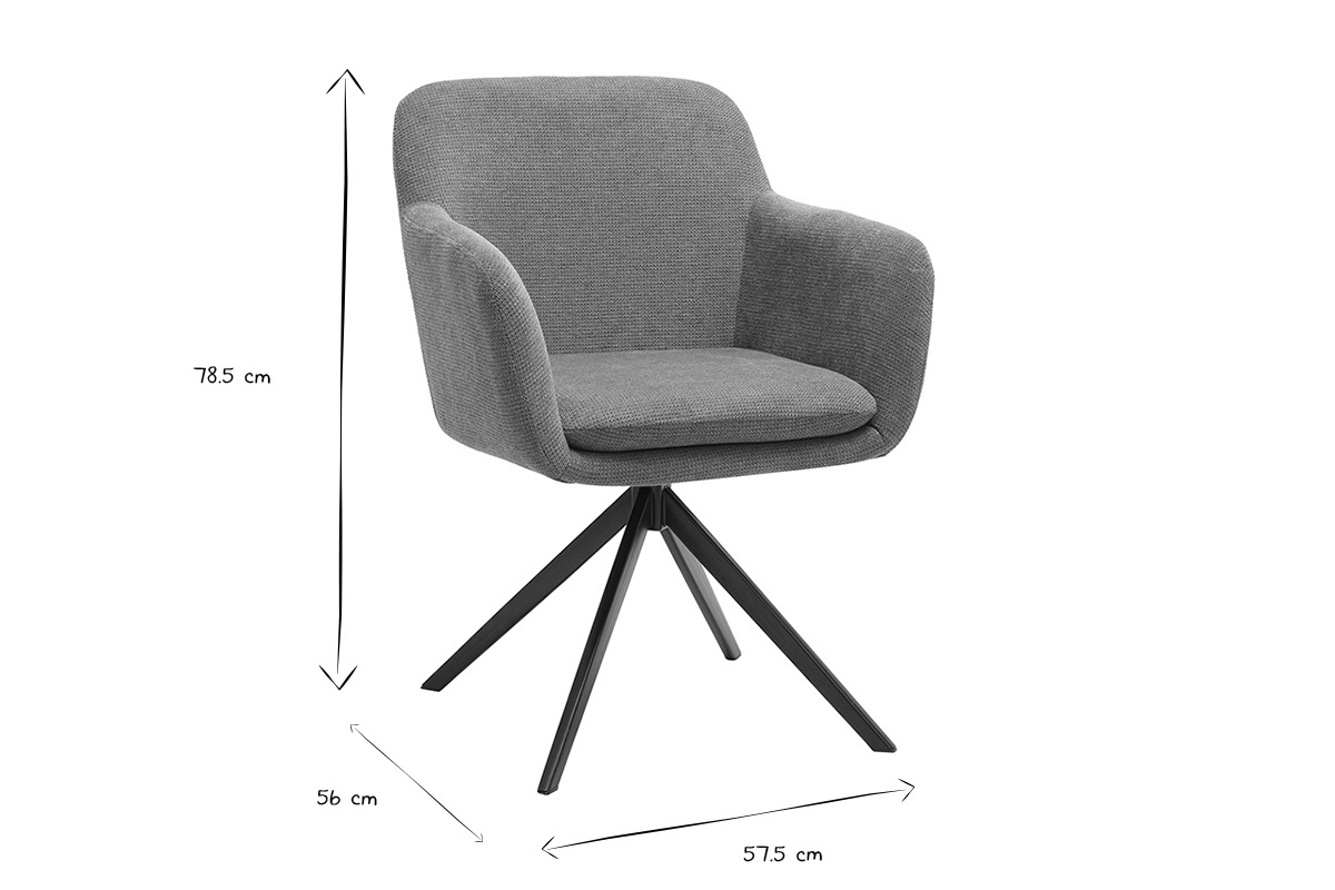 Chaise pivotante 360� en tissu chenille terre br�l�e et m�tal noir AMIKA