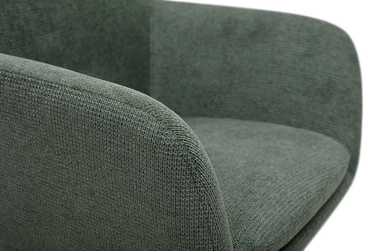 Chaise pivotante 360� en tissu chenille vert kaki et m�tal noir AMIKA