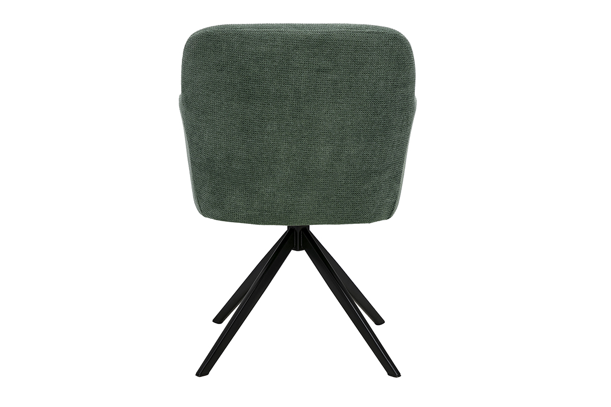 Chaise pivotante 360� en tissu chenille vert kaki et m�tal noir AMIKA