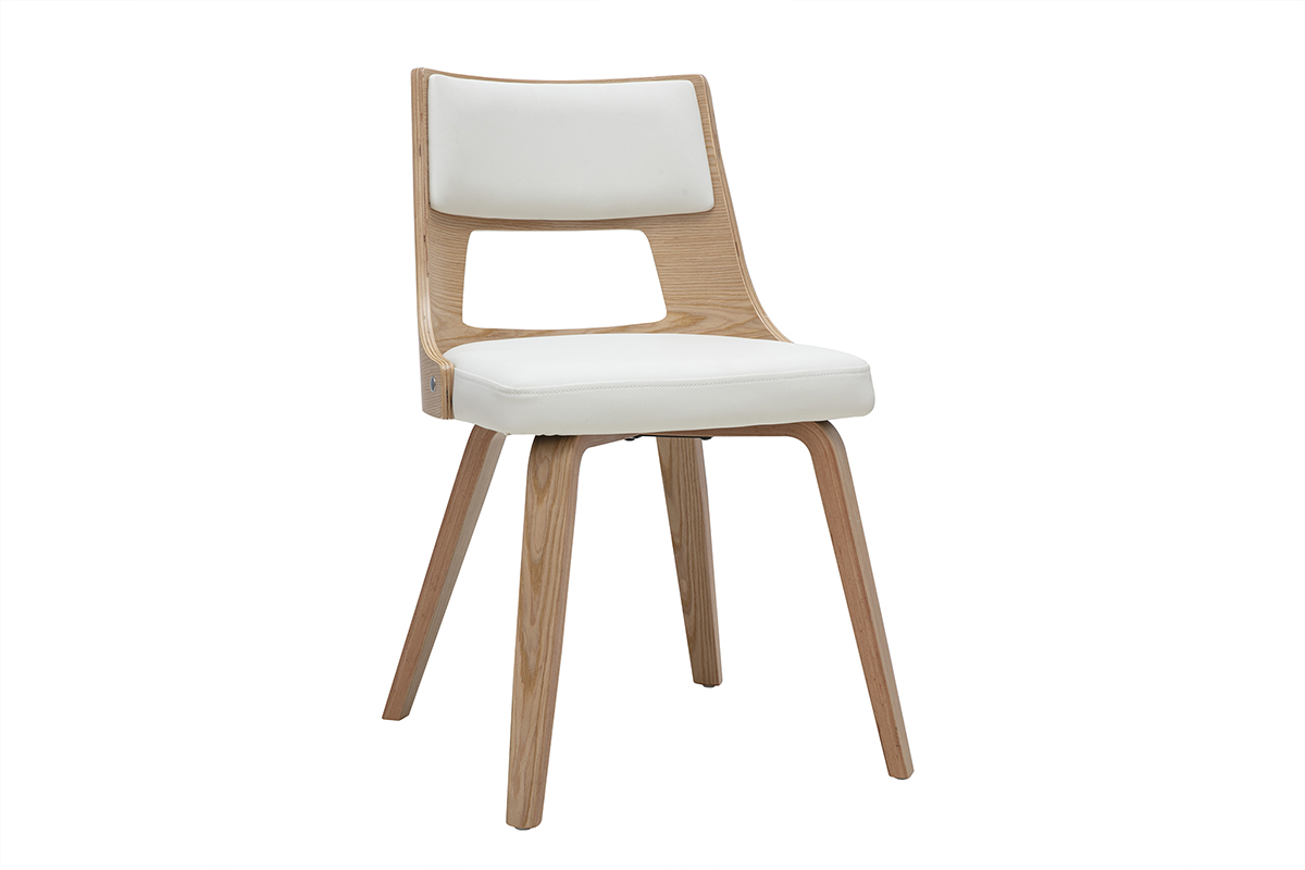 Chaise scandinave blanc et bois clair GARBO