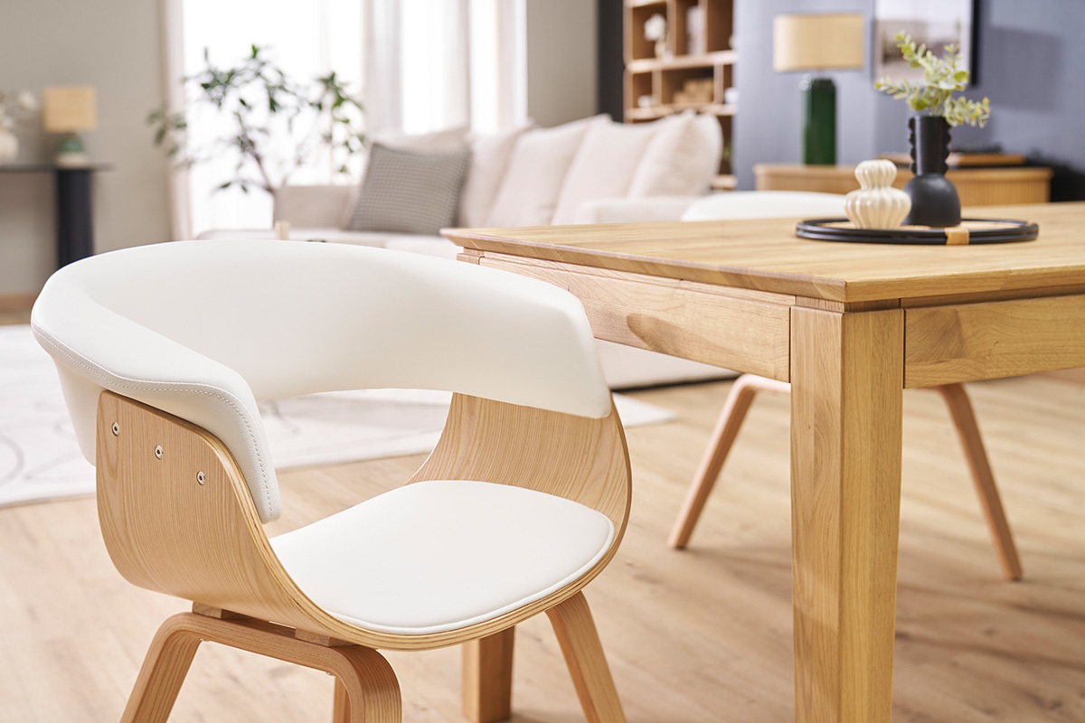 Chaise scandinave blanc et bois clair OKTAV