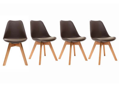Chaise scandinave bois et chocolat (lot de 4) PAULINE