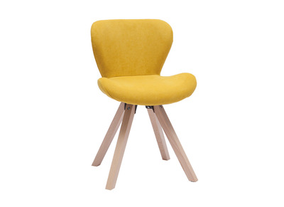 Chaise scandinave effet velours moutarde et bois clair ANYA