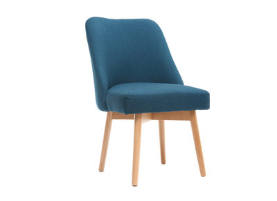 Chaise scandinave en tissu bleu canard et bois clair LIV