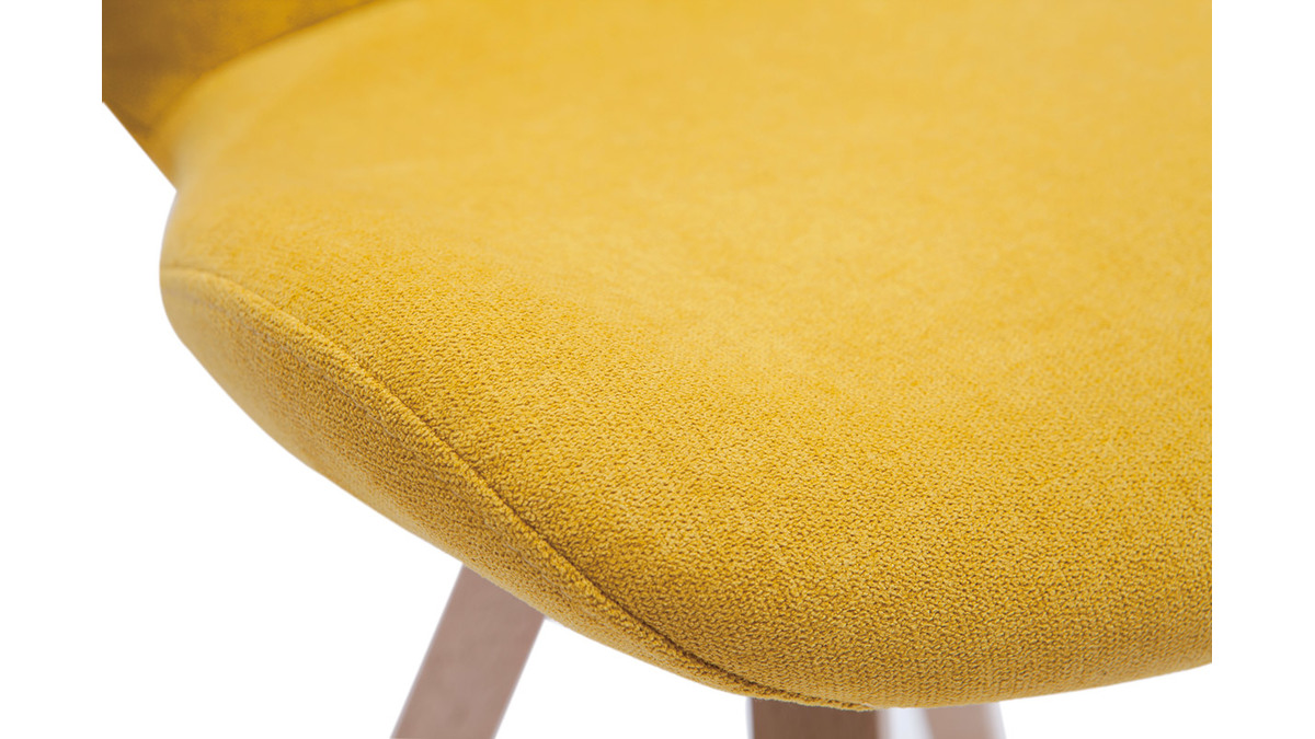 Chaise scandinave en tissu effet velours jaune moutarde et bois clair ANYA