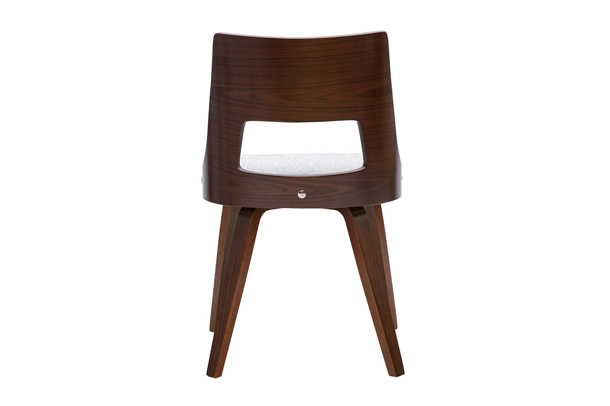 Chaise scandinave en tissu effet velours textur� gris et bois fonc� GARBO