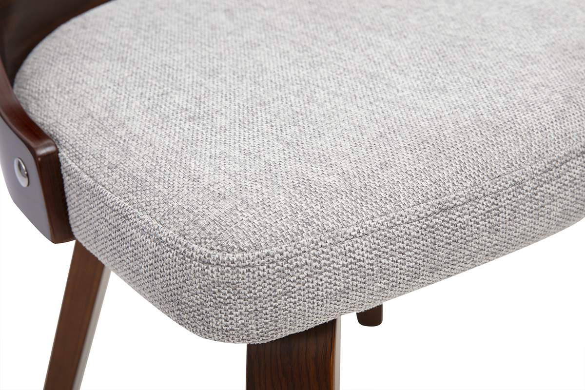 Chaise scandinave en tissu effet velours textur� gris et bois fonc� GARBO