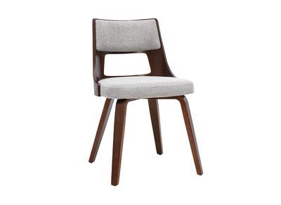 Chaise scandinave en tissu effet velours textur&eacute; gris et bois fonc&eacute; GARBO