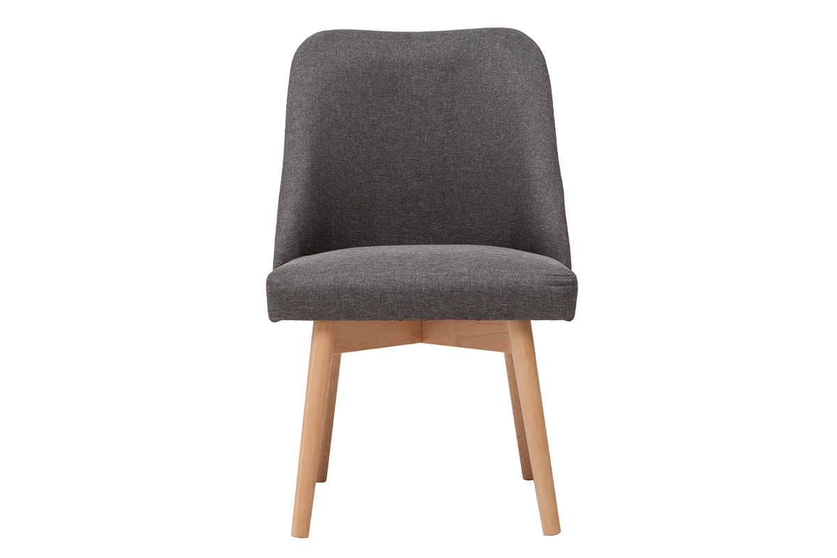 Chaise scandinave en tissu gris fonc� et bois clair LIV