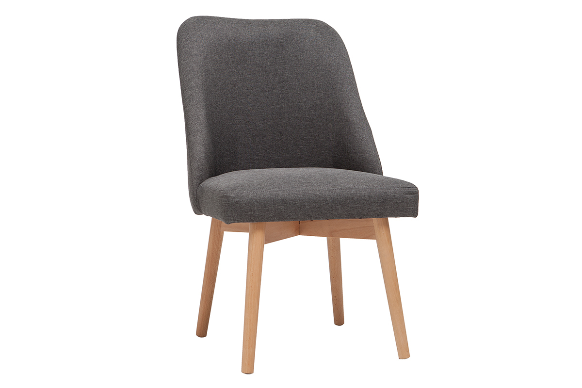 Chaise scandinave en tissu gris fonc� et bois clair LIV