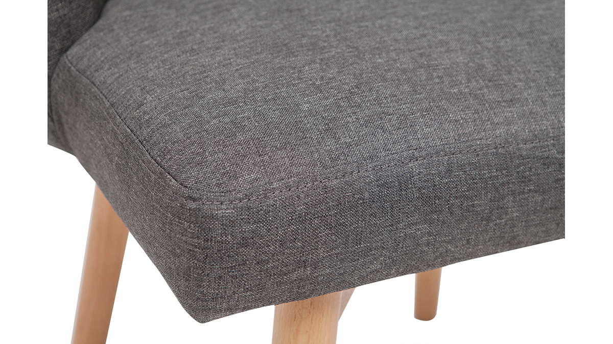 Chaise scandinave en tissu gris fonc et bois clair LIV