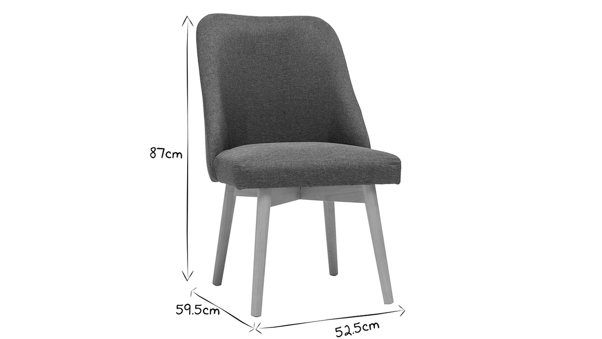 Chaise scandinave en tissu gris fonc et bois clair LIV
