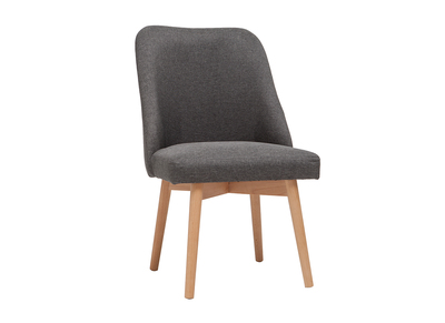 Chaise scandinave en tissu gris fonc&eacute; et bois clair LIV