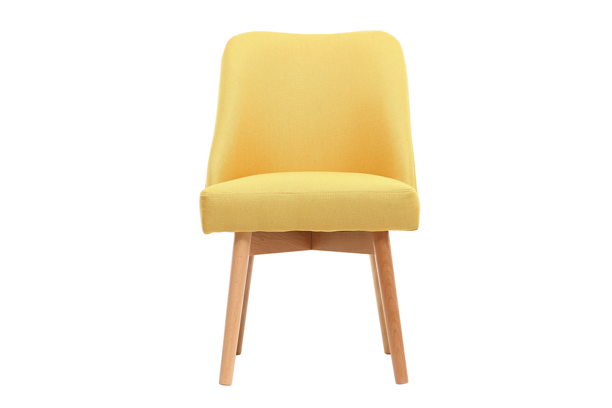 Chaise scandinave en tissu jaune et bois clair LIV