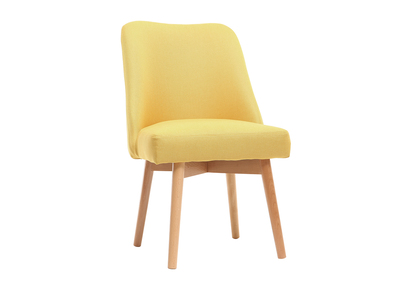 Chaise scandinave en tissu jaune et bois clair LIV