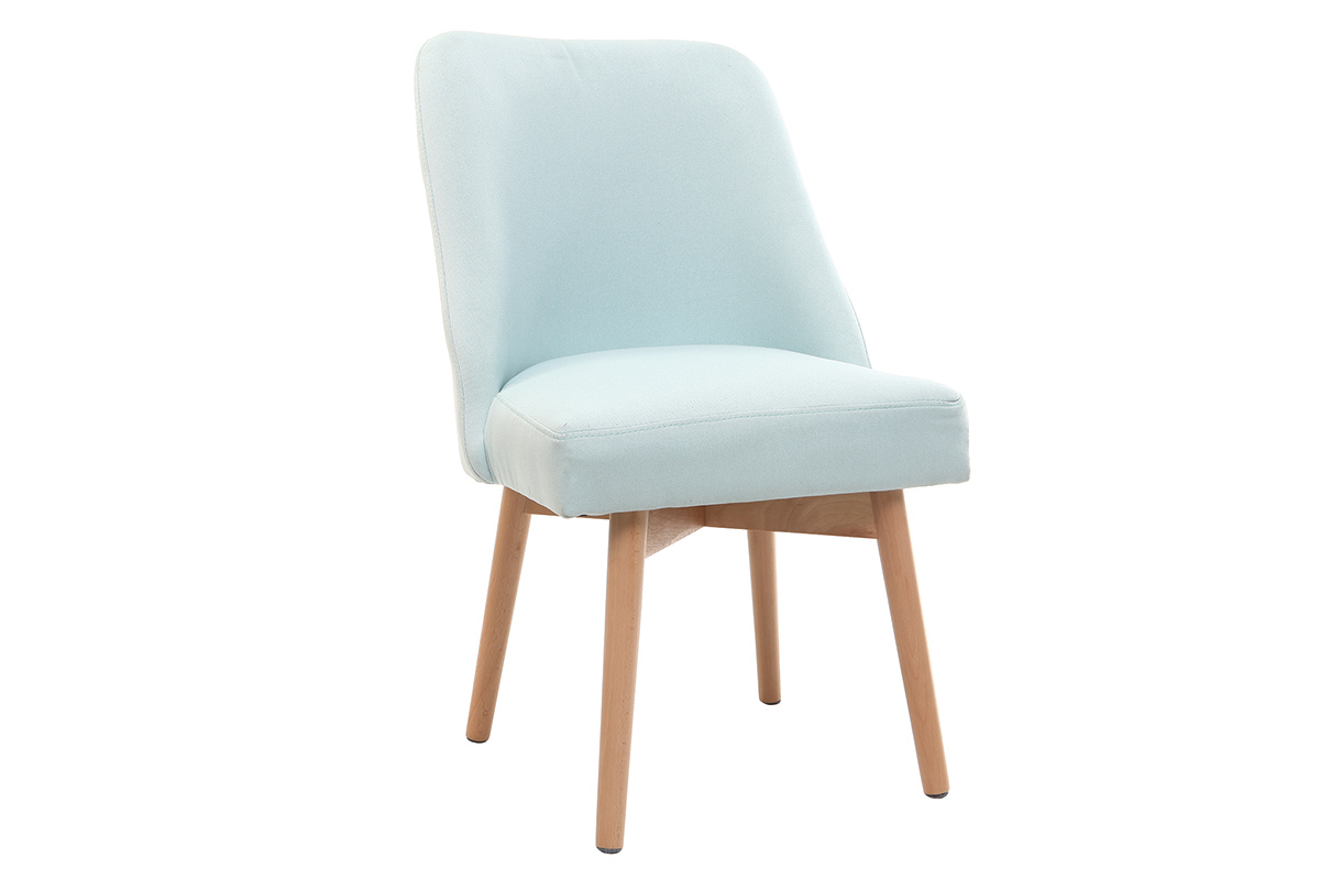 Chaise scandinave en tissu menthe � l'eau et bois clair LIV