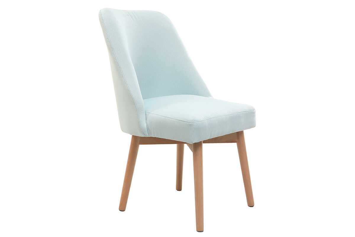 Chaise scandinave en tissu menthe � l'eau et bois clair LIV