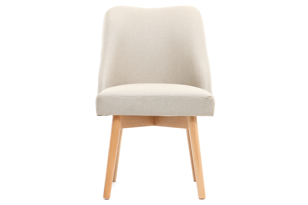 Chaise scandinave en tissu naturel et bois clair LIV