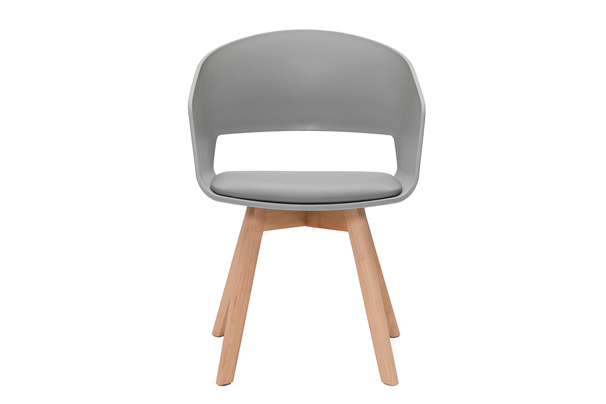 Chaise scandinave gris et bois clair massif PRISMA