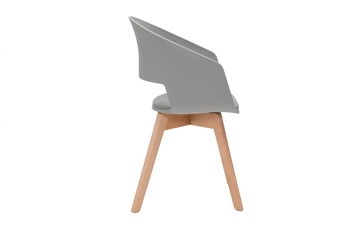 Chaise scandinave gris et bois clair massif PRISMA