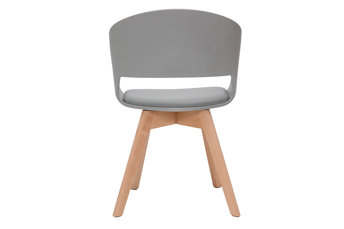 Chaise scandinave gris et bois clair massif PRISMA