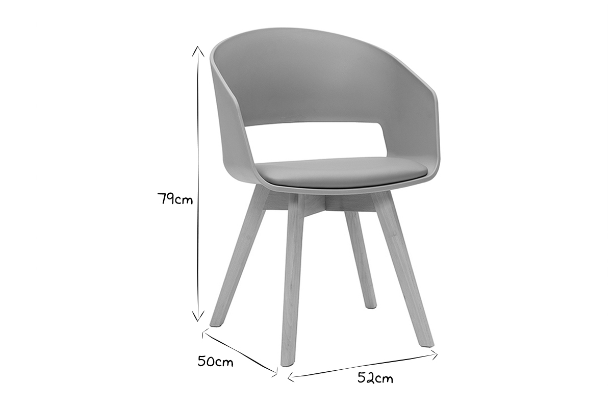 Chaise scandinave gris et bois clair massif PRISMA