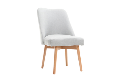 Chaise scandinave tissu gris pieds bois clair LIV