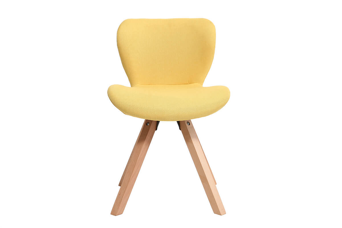 Chaise scandinave tissu jaune et bois clair ANYA