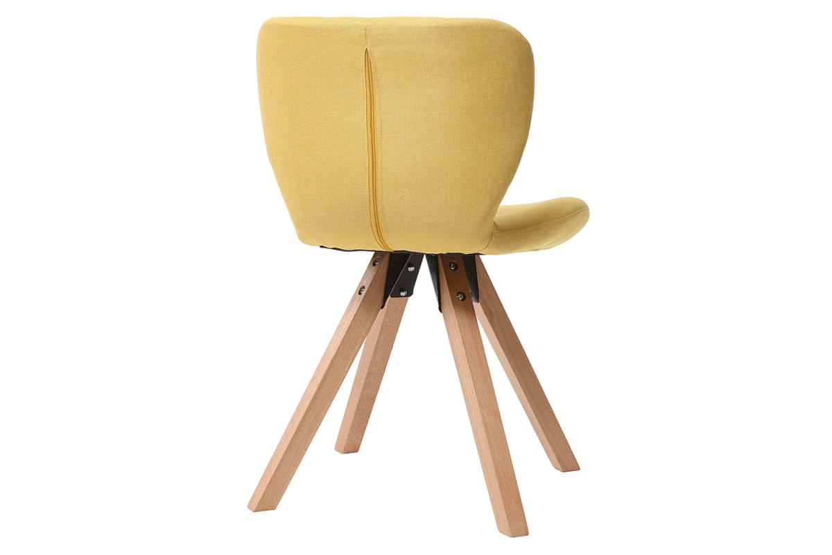 Chaise scandinave tissu jaune et bois clair ANYA