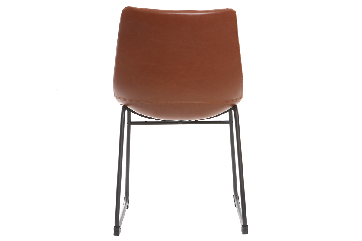 Chaise vintage marron clair et m�tal NEW ROCK