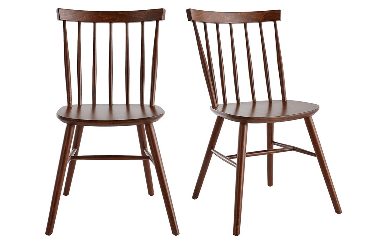 Chaises  barreaux en bois fonc noyer (lot de 2) COLBERT