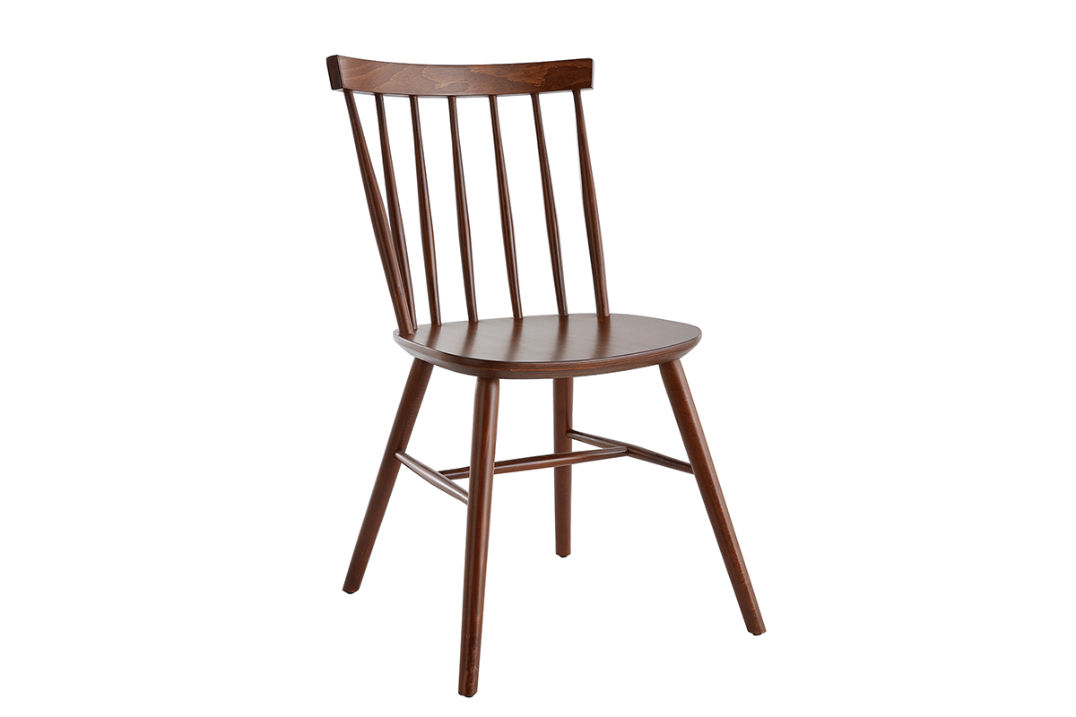 Chaises  barreaux en bois fonc noyer (lot de 2) COLBERT