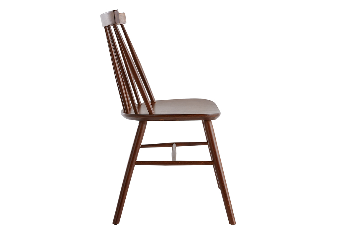 Chaises  barreaux en bois fonc noyer (lot de 2) COLBERT