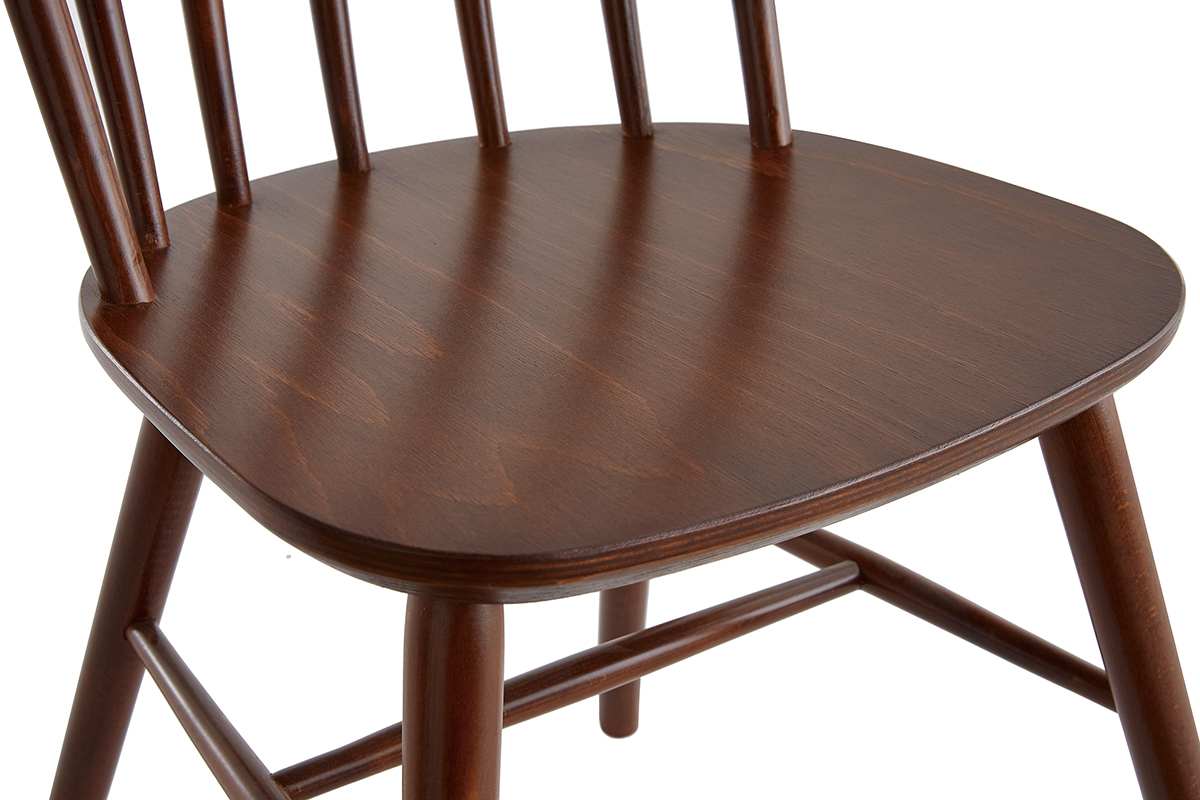 Chaises  barreaux en bois fonc noyer (lot de 2) COLBERT