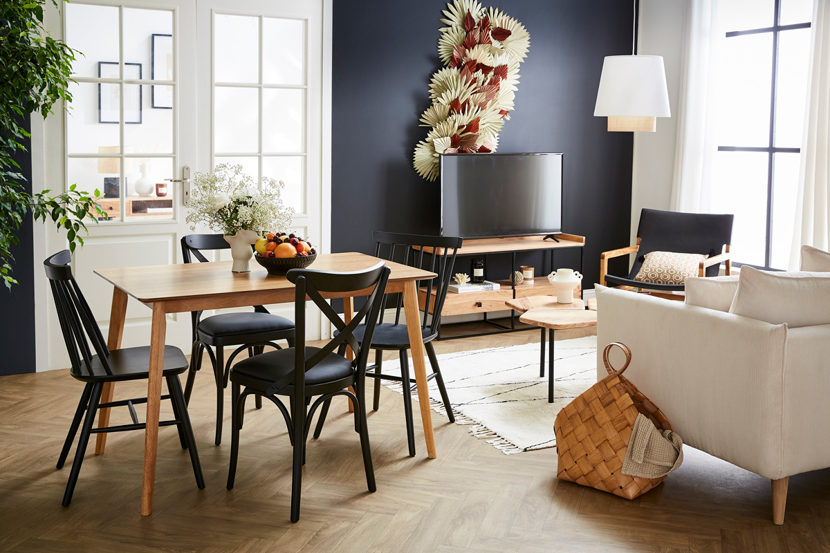Chaises  barreaux en bois noir (lot de 2) COLBERT