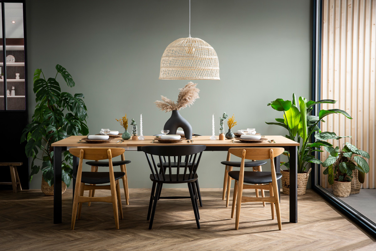Chaises  barreaux en bois noir (lot de 2) DARIA
