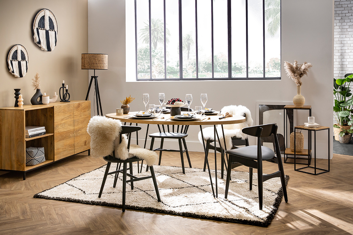 Chaises  barreaux en bois noir (lot de 2) DARIA