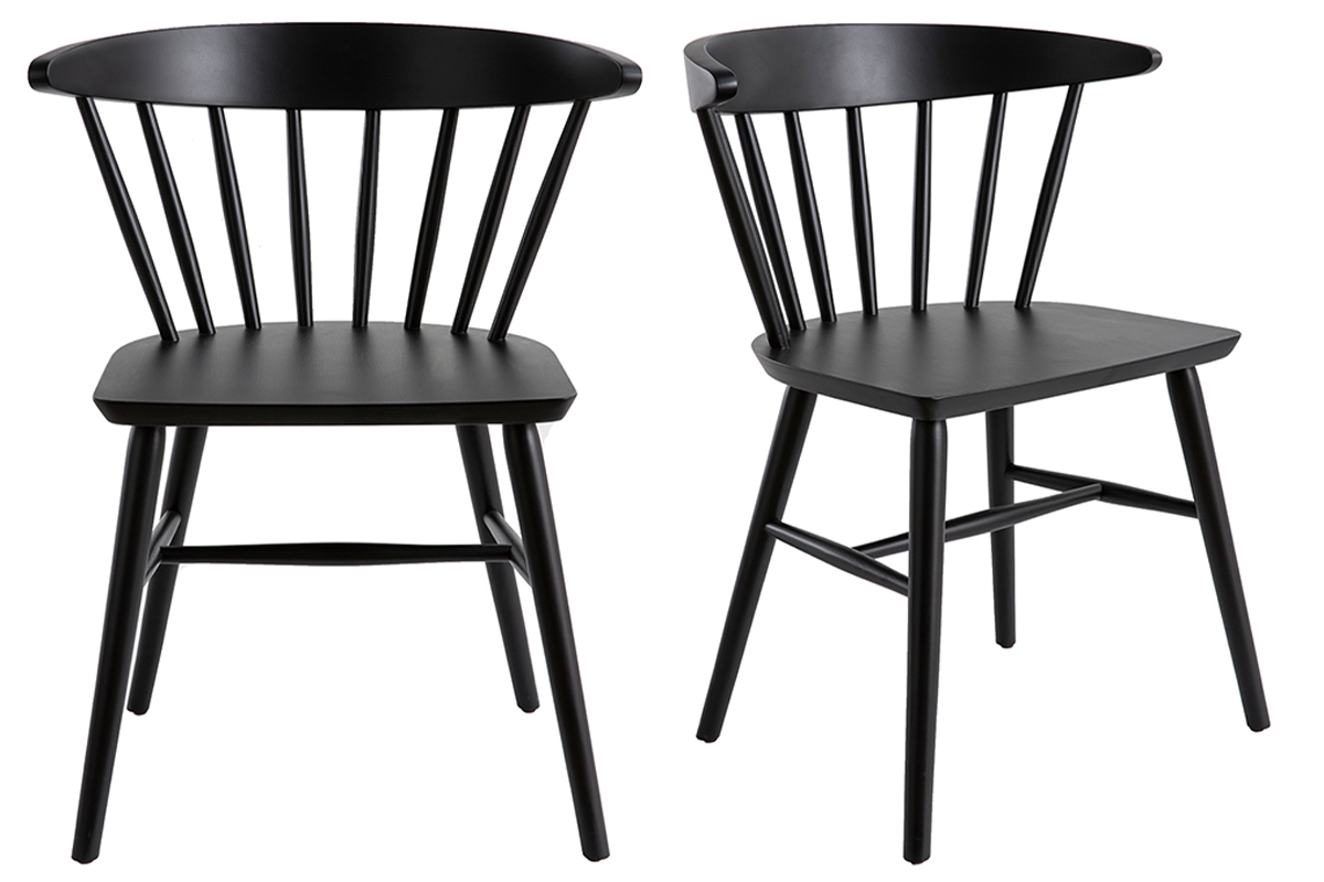 Chaises  barreaux en bois noir (lot de 2) DARIA