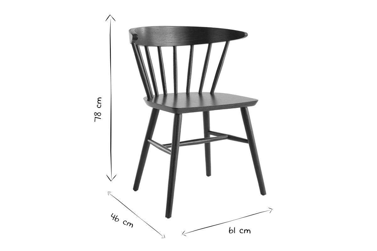 Chaises  barreaux en bois noir (lot de 2) DARIA