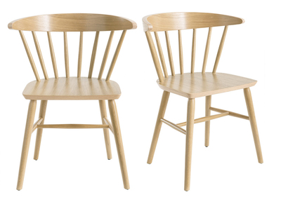 Chaises &agrave; barreaux finition ch&ecirc;ne (lot de 2) DARIA