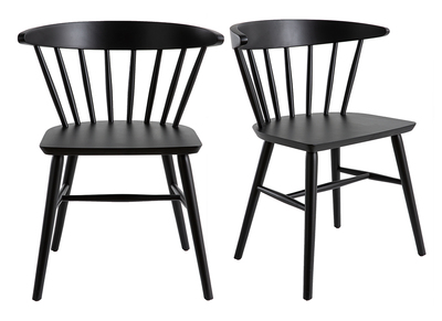 Chaises &agrave; barreaux noir mat (lot de 2) DARIA