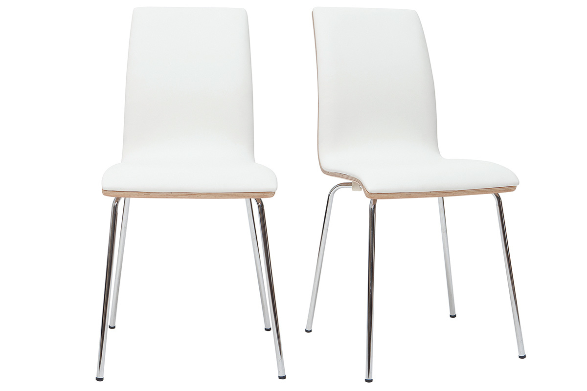 Chaises blanc et bois clair avec pieds mtal (lot de 2) DELICACY
