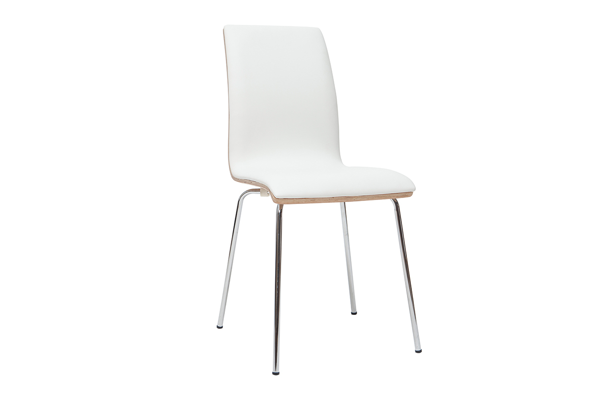 Chaises blanc et bois clair avec pieds mtal (lot de 2) DELICACY