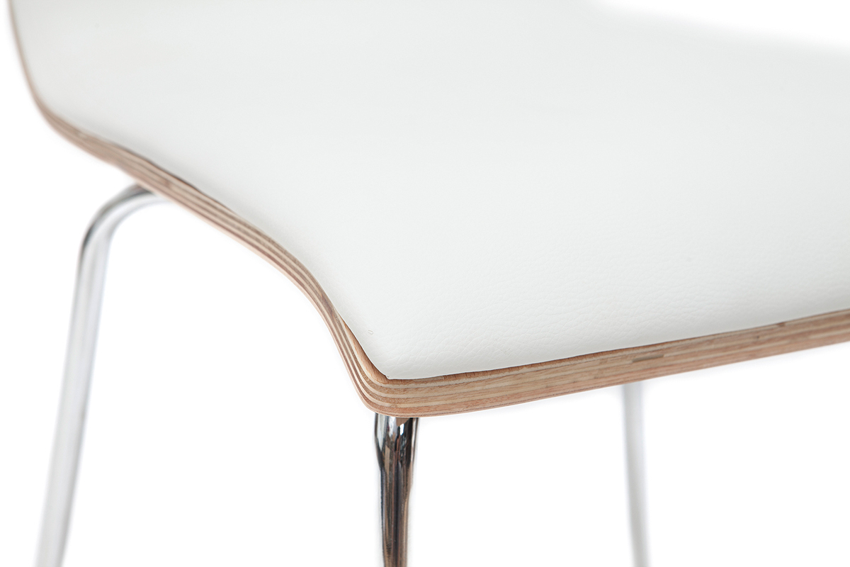 Chaises blanc et bois clair avec pieds mtal (lot de 2) DELICACY