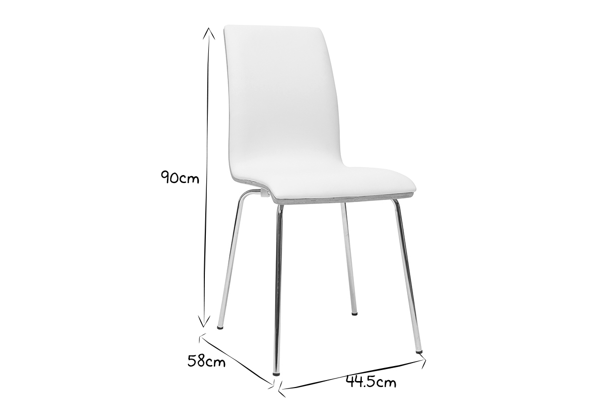 Chaises blanc et bois clair avec pieds mtal (lot de 2) DELICACY