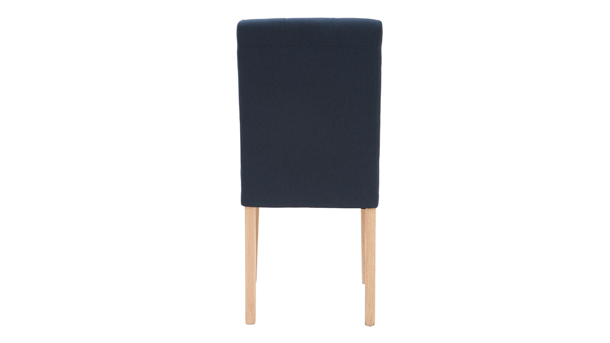 Chaises capitonnes en tissu bleu et bois (lot de 2) ESTER