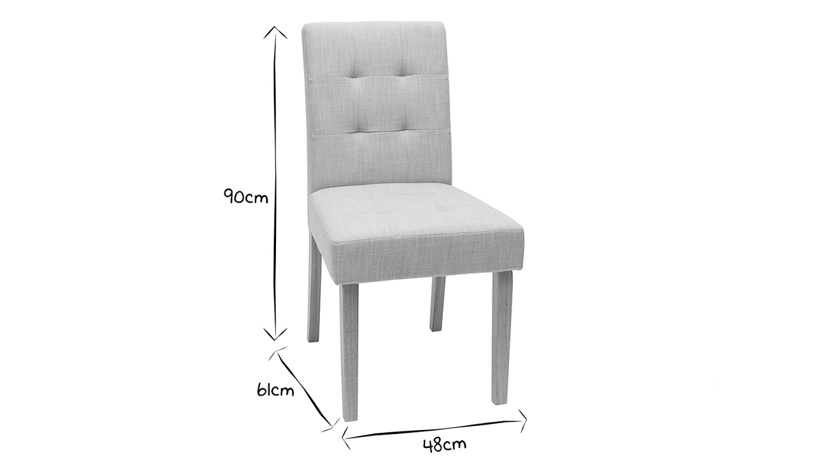 Chaises capitonnes en tissu bleu et bois (lot de 2) ESTER