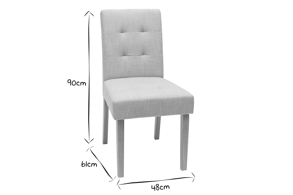 Chaises capitonnes en tissu bleu et bois (lot de 2) ESTER