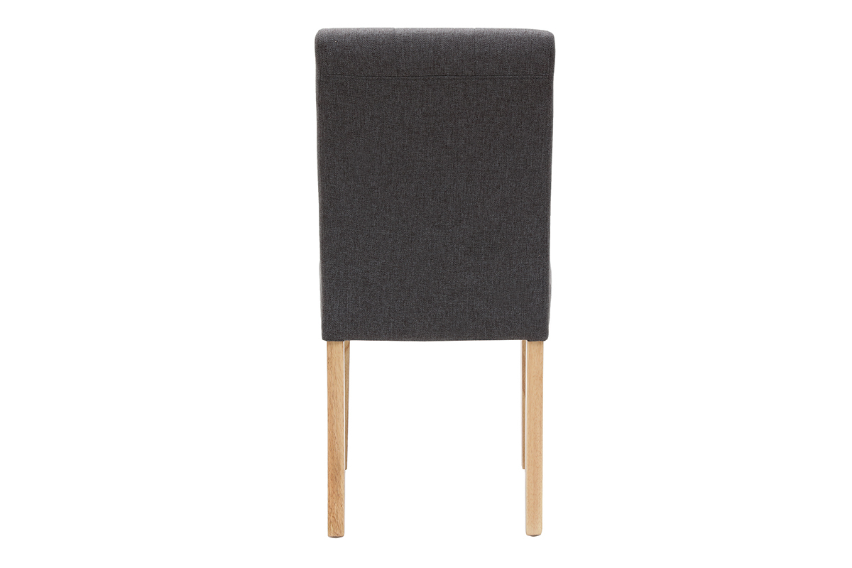 Chaises capitonnes en tissu gris fonc et bois clair (lot de 2) ESTER