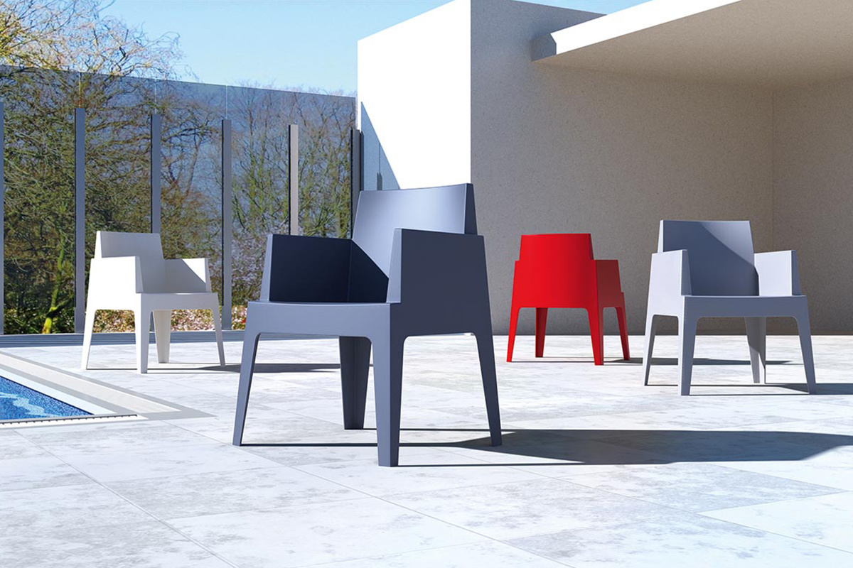 Chaises de jardin design gris fum� Lot de 4 LALI